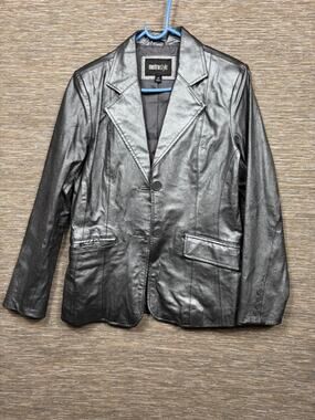 VTG Metro Style Genuine Leather Jacket Women’s Size 10T Black Button Closure